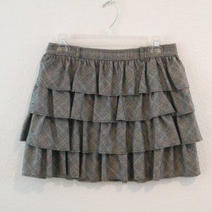J. Crew Tiered Skirt in Grey Plaid